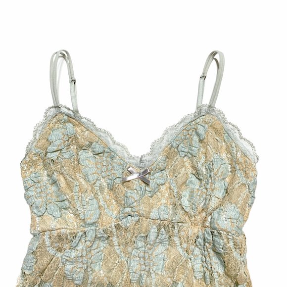 Vintage 90s tan blue lace fairy dress - Picture 5 of 10